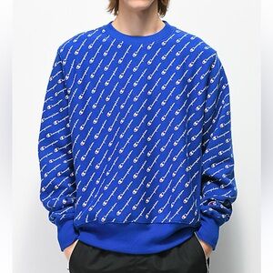 Champion Men's Blue Logo Pattern Sweatshirt